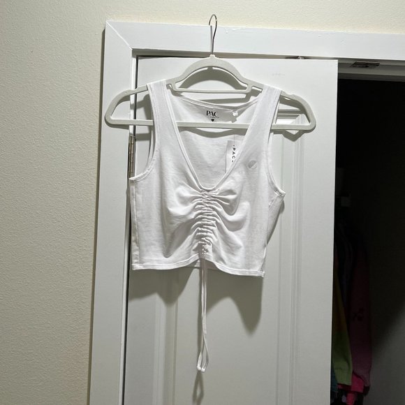 PacSun Ruched Drawstring Crop Tank Top - Picture 1 of 4